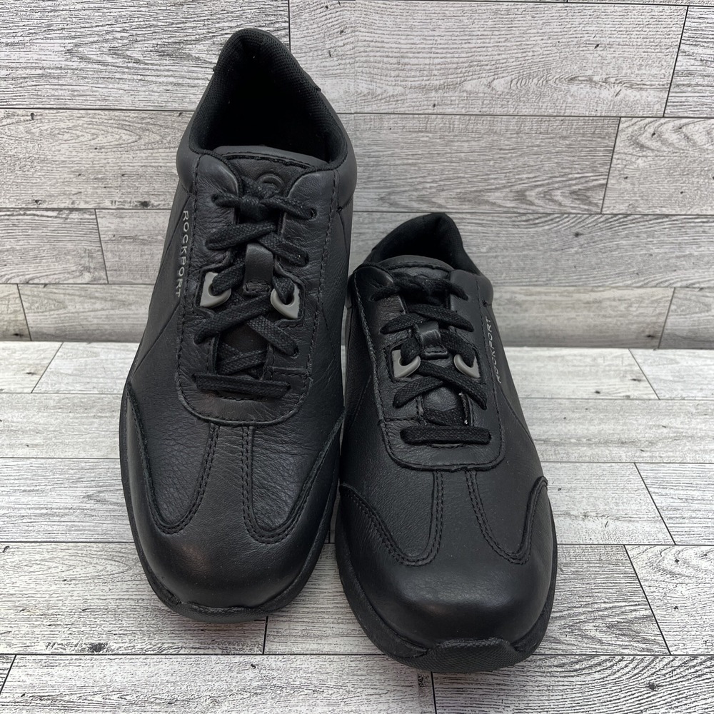 Rockport Black Leather Lace Up Sneaker Comfort Shoes K58623 Women Size 6